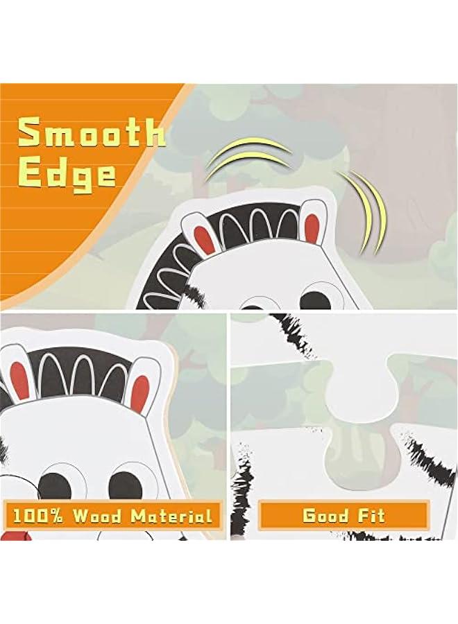 6 Packs Wooden Jigsaw Puzzles for Toddlers, Wildlife Animals Shaped Puzzles for Beginners Ages 1-3, Montessori Learning Toys Preschool Educational Activity for Kids Ages 2-5 - Image 3